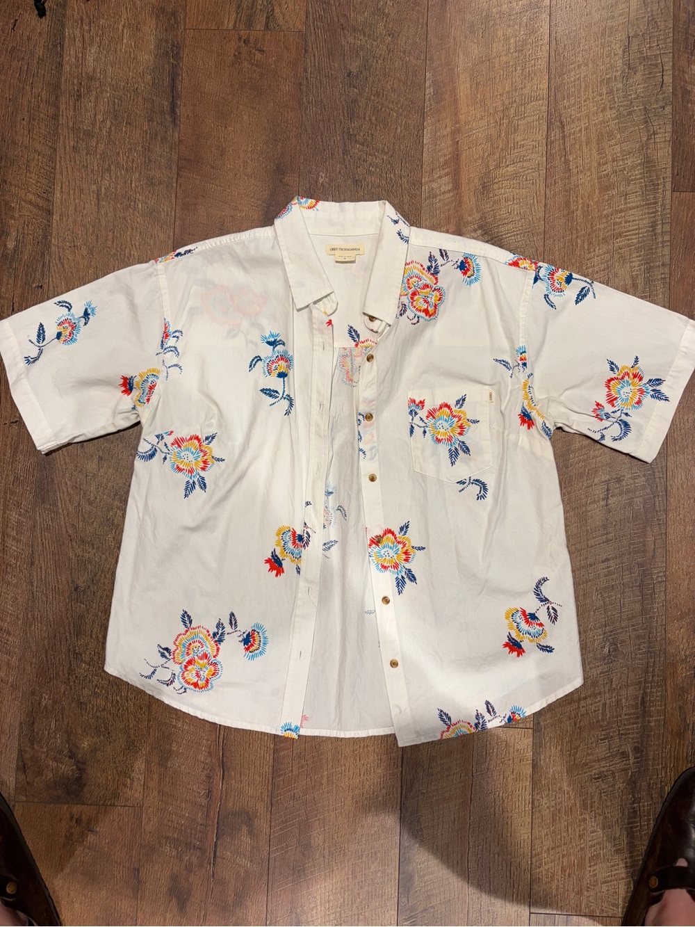 OBEY PROPAGANDA White Floral Short-Sleeve Button-Up Shirt
